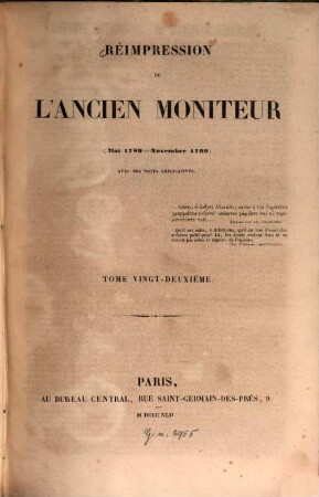 Réimpression de l'Ancien Moniteur : depuis la réunion des états-généraux jusqu'au consulat ; (Mai 1789 - Novembre 1799), 22