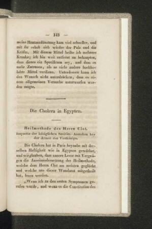 Die Cholera in Egypten.