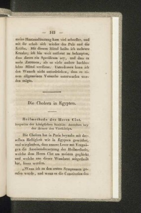 Die Cholera in Egypten.