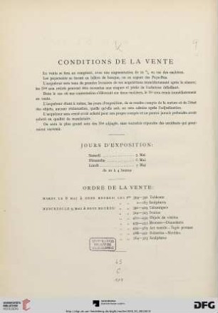 Conditions de la vente