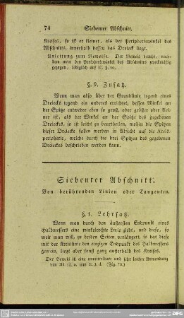 Siebenter Abschnitt. Von berührenden Linien oder Tangenten