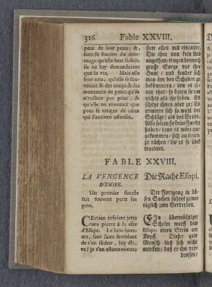 Fable XXVIII. La vengence d'esope. Die Rache Esopi.