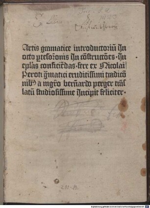 Grammatica nova : mit Vorrede von Johannes Cassis und mit Brief von Matthaeus Moretus an Cassis