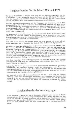 Tätigkeitsbericht der Wandergruppe