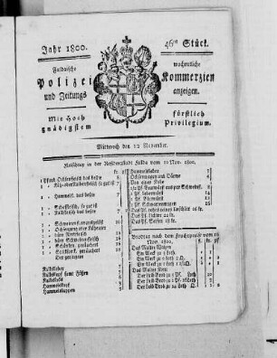 46tes Stück, Ausgabe vom 12. November 1800