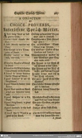 A Collection Of Choice Proverbs, Auserlesene Sprüch-Wörter