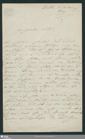 Eigenhändiger Brief von Clara Schumann - Mscr.Dresd.Aut.1055