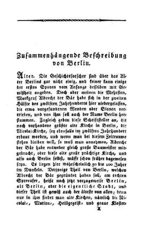 Zusammenhängende Beschreibung von Berlin