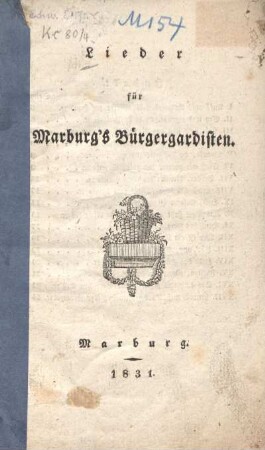 Lieder für Marburg's Bürgergardisten