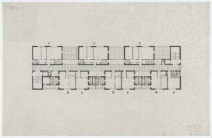 Das Mittelganghaus, Entwurf für die Ausstellung des BDA im Schloss Charlottenburg (nicht realisiert) – Grundrisse Regelgeschoss