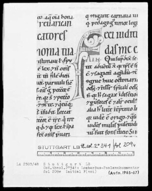 Petrus Lombardus, Psalmenkommentar — Initiale F (eci), Folio 209verso
