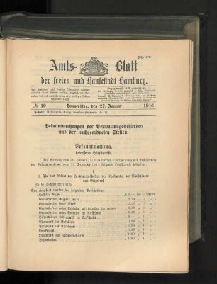No. 19, 27. Januar 1916