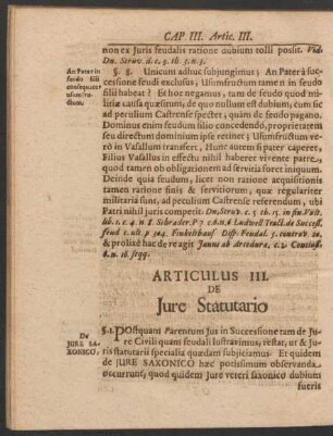 Articulus III. De Iure Statutario.