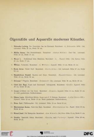 Ölgemälde und Aquarelle moderner Künstler (Nr. 1-142)