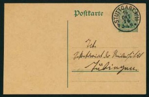 Postkarte bezügl Immatrikulationsunterlagen (15.10.1918)