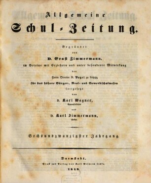 Allgemeine Schulzeitung. 26. 1849