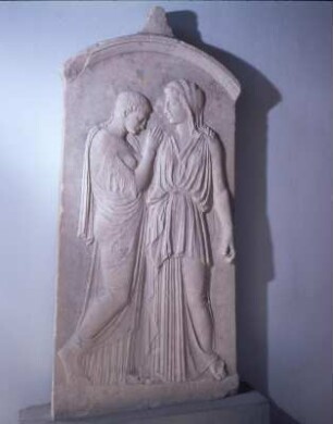 Rhodos, Archäologisches Museum. Stele von Krito und Timárista, spätes 5. Jh. v. Chr.