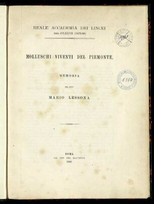 Molluschi Viventi Del Piemonte : Memoria