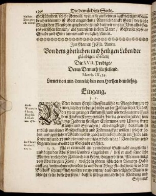 Die XVII. Predigt/ Deren Demuth fürstellend.