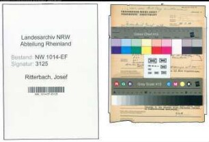 Entnazifizierung Josef Ritterbach , geb. 14.05.1901 (Stadtangestellter)