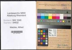 Entnazifizierung Alfred Matzke , geb. 02.05.1902 (Schreiner)