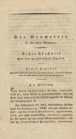 I. Die ebene Geometrie