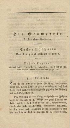 I. Die ebene Geometrie