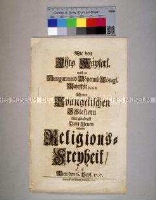Verordnung von Joseph I. Kaiser des Heiligen Römischen Reiches zur Religionsfreiheit in Schlesien