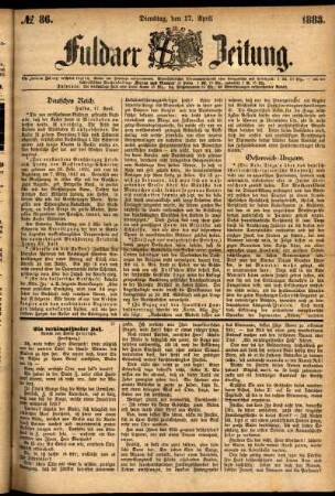 Ausgabe vom Dienstag, den 17. April 1883.