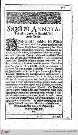Annotata über das erste Capitel/deß dritten Buechs.