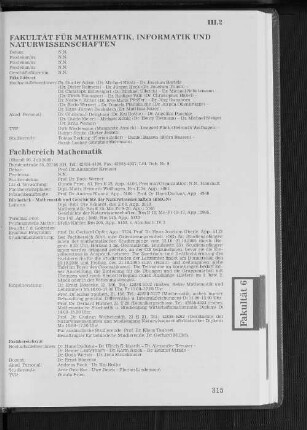 Fakultät für Mathematik, Informatik und Naturwissenschaften