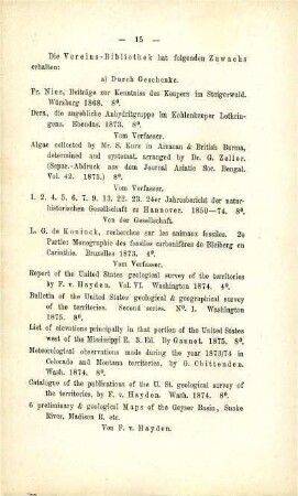 Zuwachs der Vereinsbibliothek