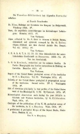 Zuwachs der Vereinsbibliothek