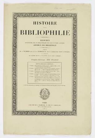 Titelblatt der Folge "Geschichte der Bibliophilie"