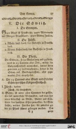 V. Die Schweitz
