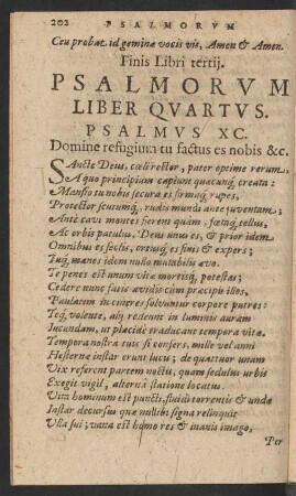 Psalmorum Liber Quartus.