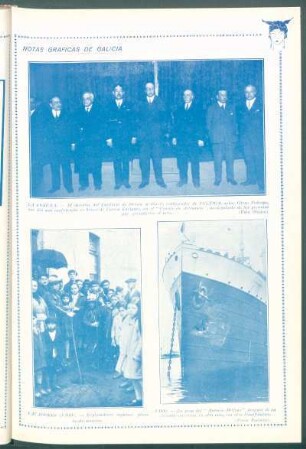La Coruña. - [Fotografía de Ramón Otero Pedrayo en el "Círculo de Artesanos", donde dió una conferencia en honor de Curros Enríquez] acompañado de las personas que presidieron el acto.