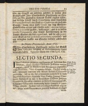 23-32, Sectio Secunda.