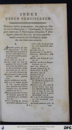 Index Rerum Praecipuarum.