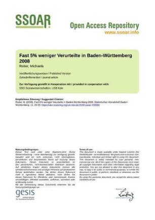 Fast 5% weniger Verurteilte in Baden-Württemberg 2008