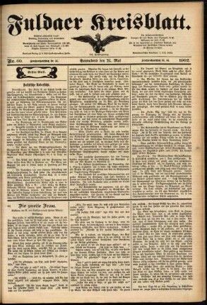 Erste Ausgabe vom Samstag, den 24. Mai 1902.