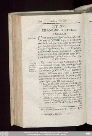 Tit. XV. De Romano Pontifice.