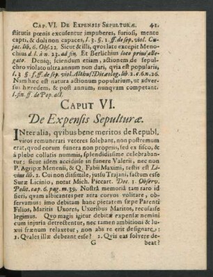 Caput VI. De Expensis Sepulturae.