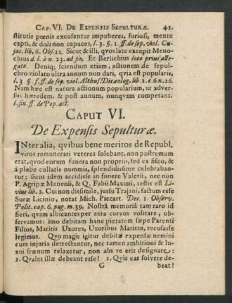 Caput VI. De Expensis Sepulturae.