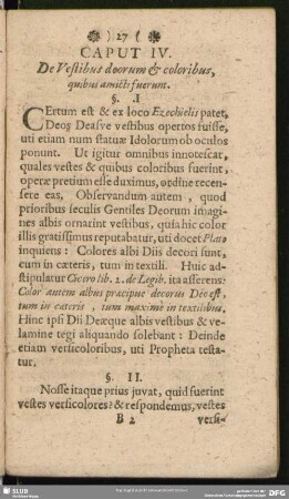 Caput IV. De Vestibus deorum & coloribus quibus amiciti fuerunt