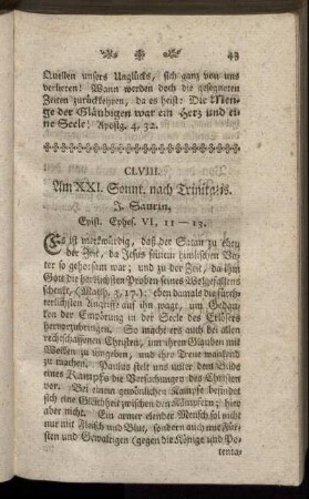 CLVIII. Am XXI. Sonnt. nach Trinitatis. Epist. Ephes.VI, 11-13.