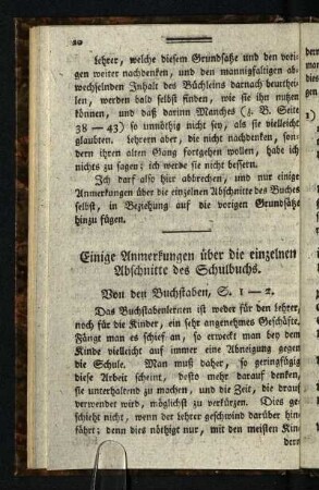 Einige Anmerkungen ueber die einzelnen Abschnitte des Schulbuchs