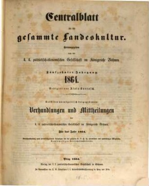 Centralblatt für die gesammte Landeskultur. 15. 1864