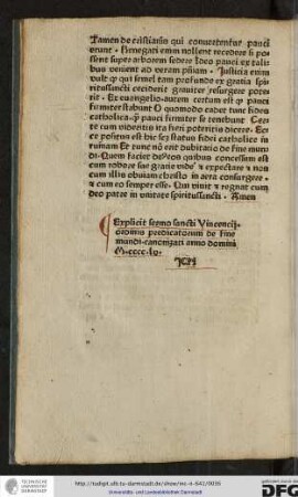 Explicit sermo sancti Vincentii, ordinis Predicatorum, de fine mundi, canonizati anno domini M.cccc.lv.