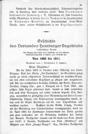 Geschichte des Verbandes Hamburger Kegelklubs